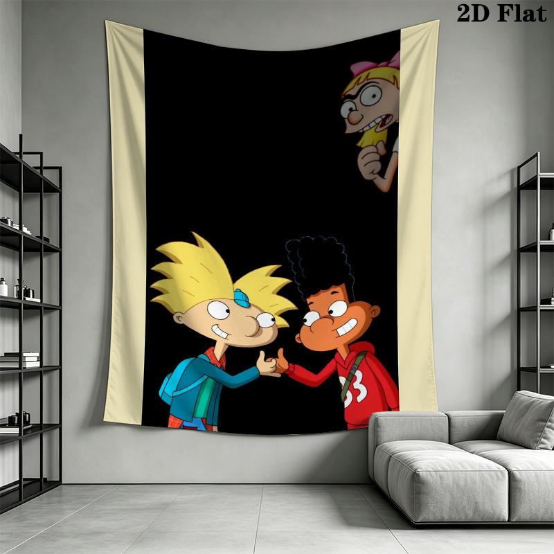 Hey Arnold Wall Tapestry Aesthetic Wall Hanging Printed Fabric Blanket Decorative Tapestries for Bedroom Living Room Home Decor