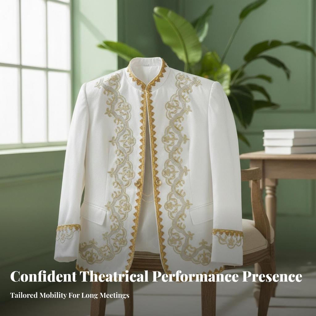 Jacket with Gold Embroidery Formal Performance Elegant for Performers