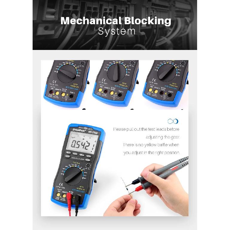 HP-770D True RMS Digital Multimeter 40000 Counts Auto Range NCV Voltage Current Tester with Temperature Test