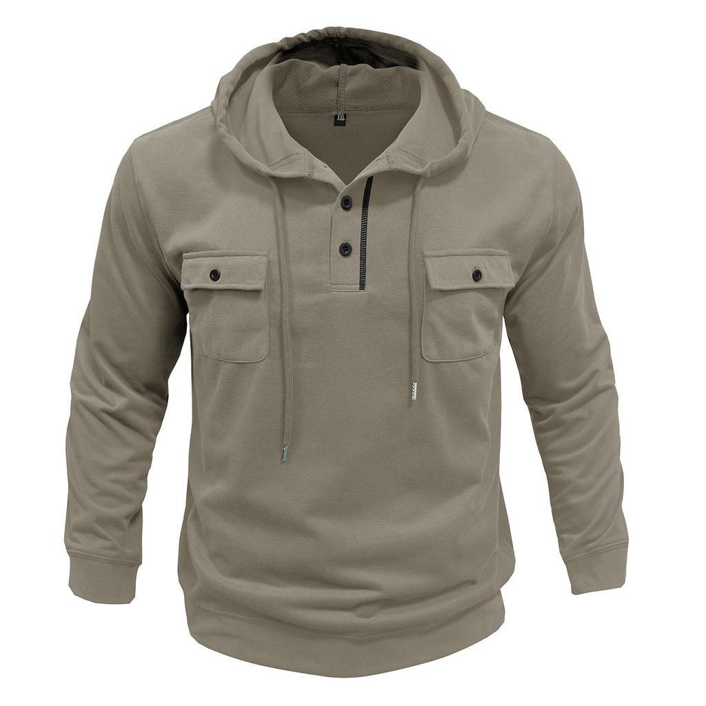 2026 Autumn/Winter Men's Retro Hooded Sweatshirt - Long-Sleeve Sport Hoodie with Pocket