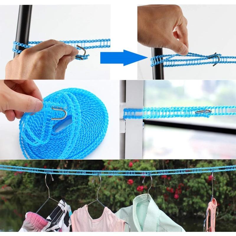 Windproof ClotheslineMeters Durable Clothes Line Rope Portable Clothes Drying Line Length Adjustable Non-Slip Lines