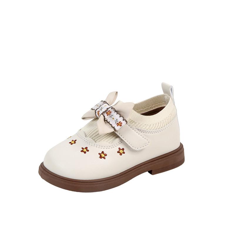 New Autumn and Winter Girls Bow Comfortable and Fashionable Soft-soled Leather Shoes