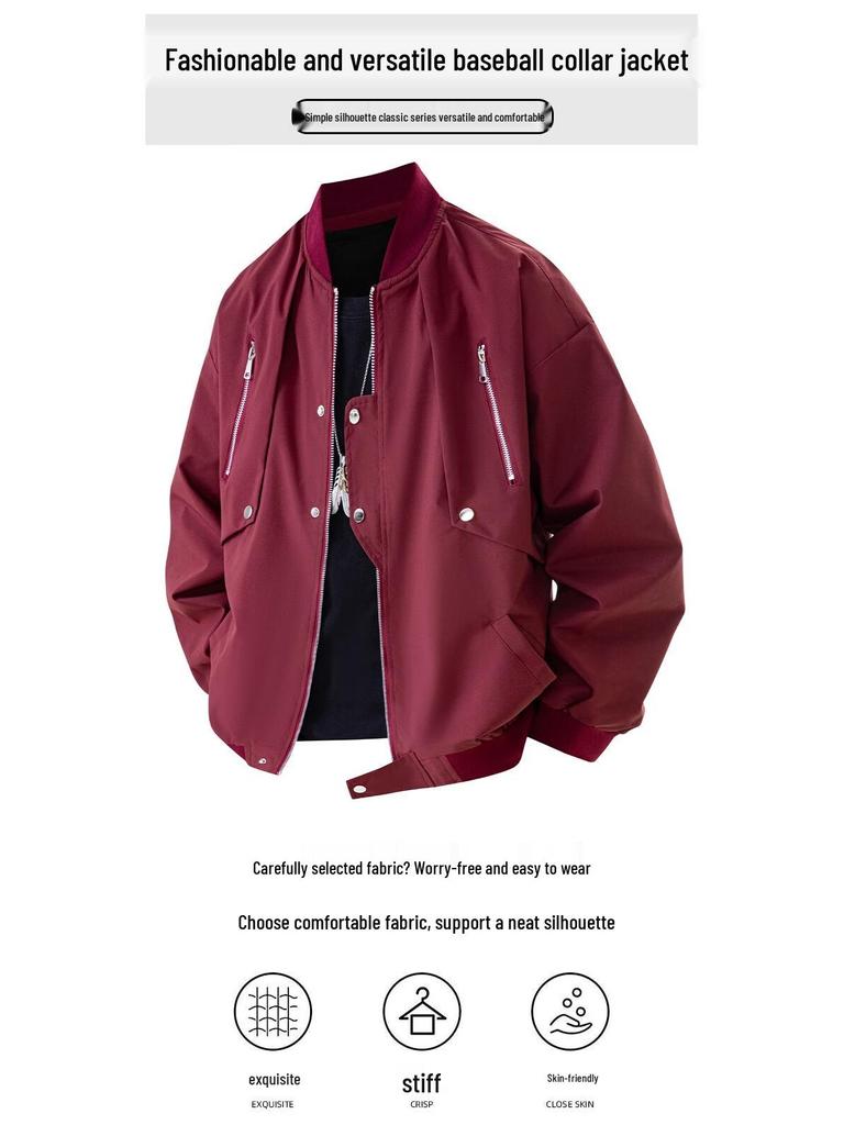 Playboy Men's Casual Baseball Collar Jacket