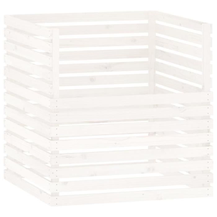 VidaXL White Compost Bin 100x100x102 Cm Solid Pine Wood 822193