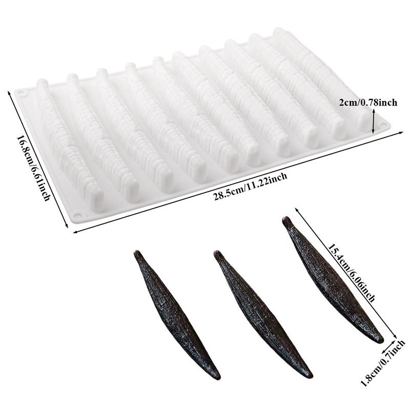 

10-Cavity 3D Vanilla Pod Shape Silicone Mousse Mold Chocolate Mould Dessert Cake Baking Mold Home Kitchen Bakeware Baking Tools білий