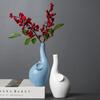 New Cartoon Dried Flowers Ceramic Vase Creative Home Flower Arrangement