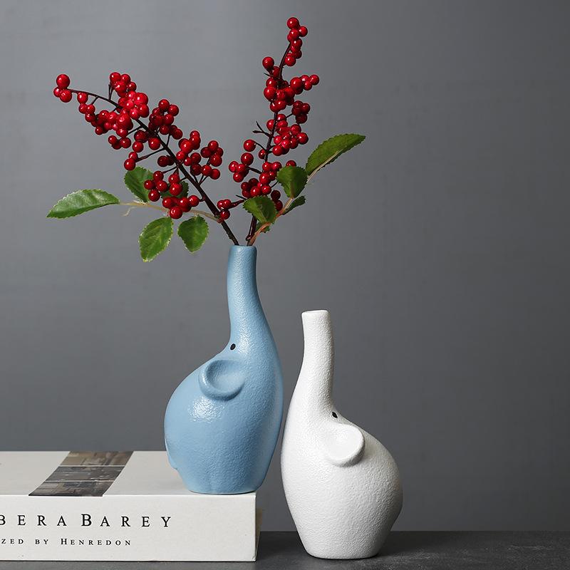 New Cartoon Dried Flowers Ceramic Vase Creative Home Flower Arrangement