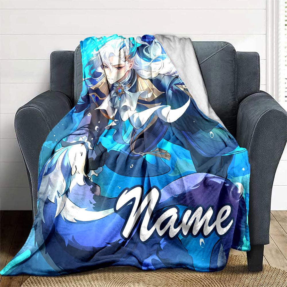 Customizable Genshin Impact1 Throw Blanket – Personalized Name, All-Season Cozy Snug Blanket, Machine Washable, Personalized Blanket