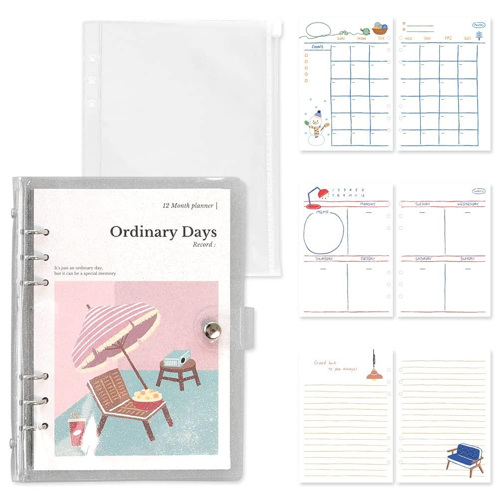 Monolike A5 Ensemble Journal Jours Ordinaires Week-end Journal Jours Ordinaires Week-end Annuel Mensuel Hebdomadaire Journal Illustré - Ensemble, Plan, Plan, Plan, Organiseur,