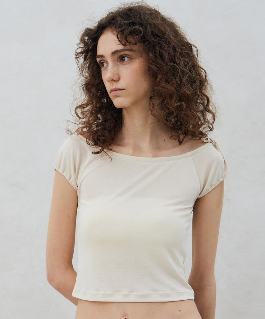 ITOV SEOUL Shirred Boat Neck T-Shirt Cm