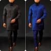 -Costum de nuntă versatil pentru bărbați în stil african: Set din 2 piese cu top cu gât rotund și mânecă lungă și pantaloni