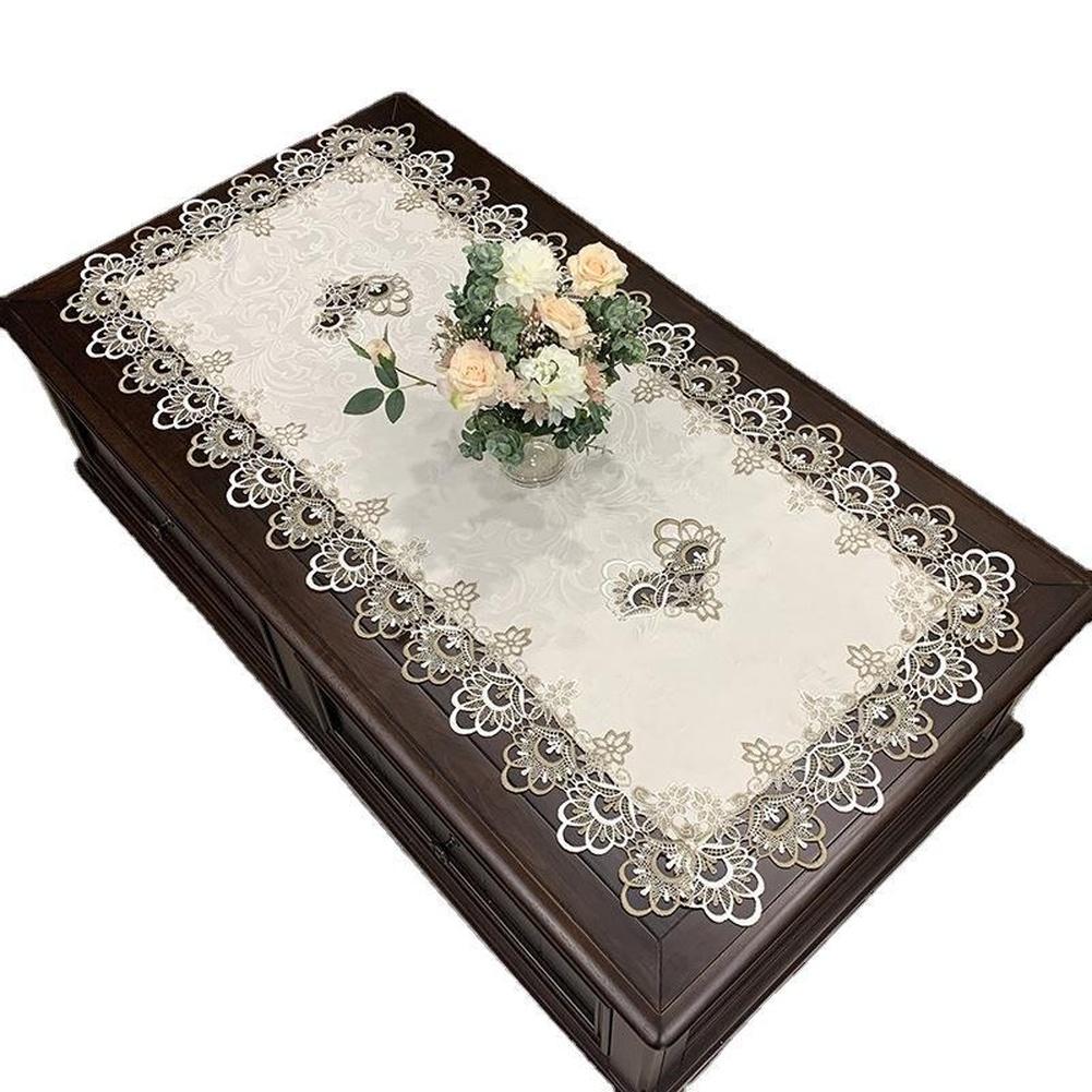 Eleganter rechteckiger Tisch aus Spitze für TISCHLÄUFER Europäischer Stil Staubschutzhülle für Couchtische Schreibtische Sideboards Mehrere Größen