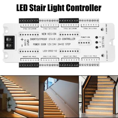Für Treppenlicht Leiter Nachtlicht 32 Kanäle Treppen LED Bewegungsmelder Licht Automatische Innentreppe DC12V/24V Kurzschlussschutz-Controller