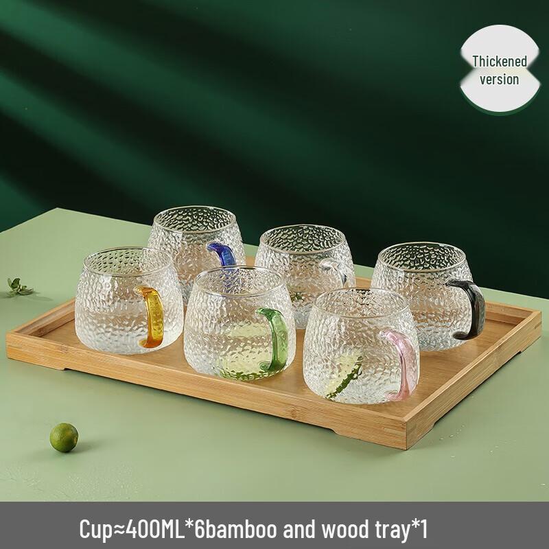 Hammered Heat-Resistant Glass Teacup with Handle