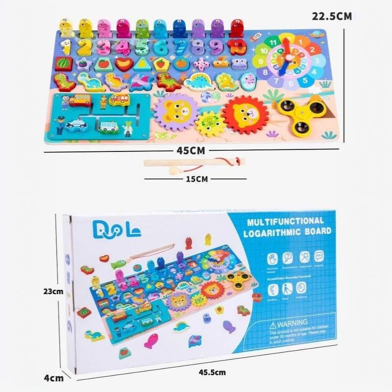 Montessori Logarithmic Board Magnetic Fishing Game Wooden Kids Digital Cognition Toy for Toddlers Sensory Training Use