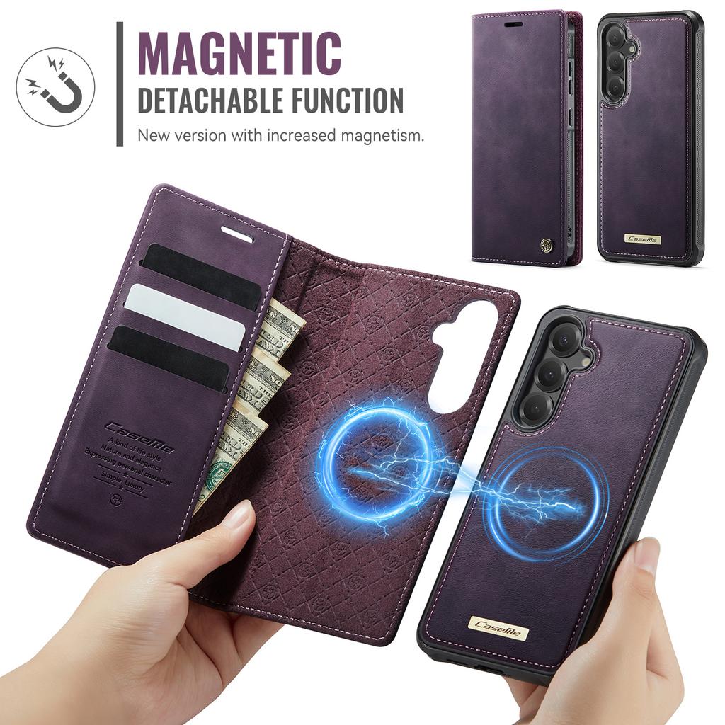 For Samsung Galaxy S25+/Galaxy S24+ Case CASEME C49 Compatible with MagSafe RFID Blocking Detachable Wallet Leather Phone Cover