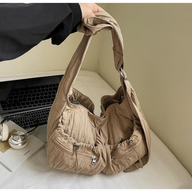 IELGY Ladies Tote Bag Canvas Large Capacity Summer Casual Simple All-Match One-Shoulder Messenger Bag