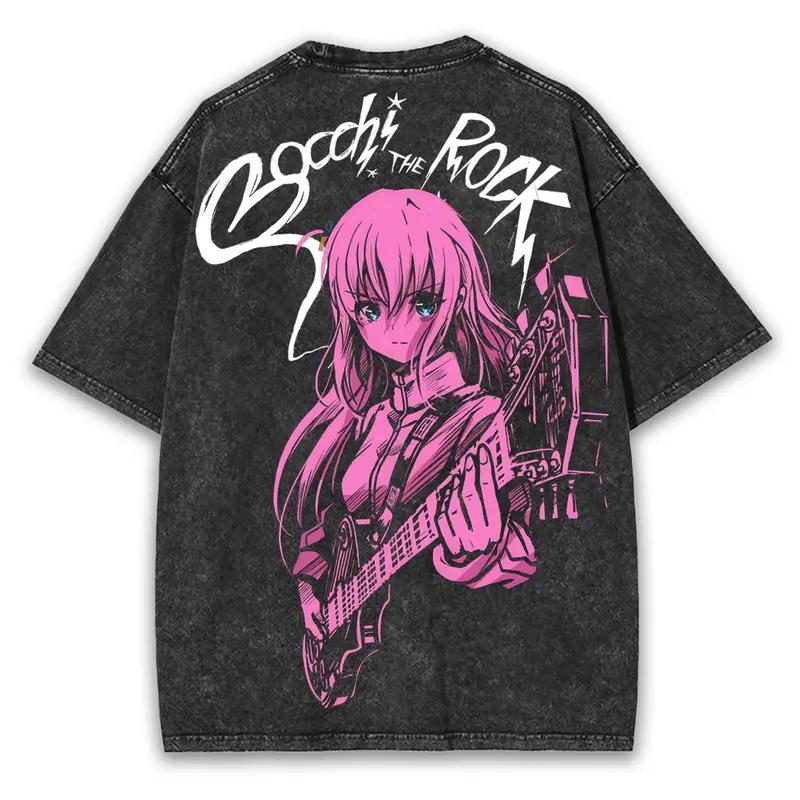 

Hiroi Kikuri Bocchi the Rock Anime Vintage Washed Tshirt Oversized T Shirt Unisex Women Clothing Cotton Short Sleeve Tees S