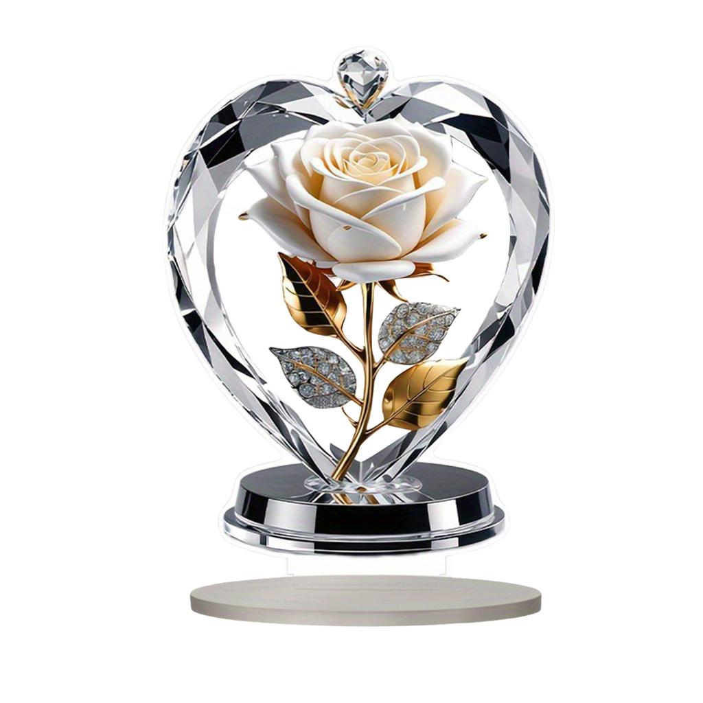 Mother'S Day Rose Flowers 2d Acrylic Tabletop Decoration For Couples Decorations Ornament Flat Standing Sign DecoraçãO Para Casa