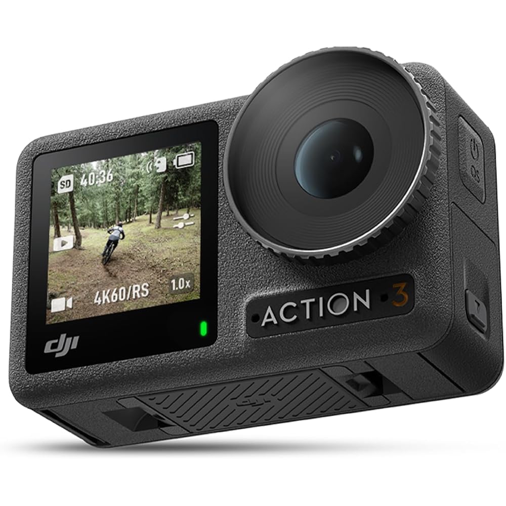 DJI Osmo Action 3 Standard Combo Action Camera - 4K/120fps/60fps, Image Stabilization, Waterproof, Ultra-Wide Lens, Live Streaming, Selfie, Dual Touch