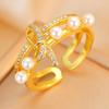 Unique Faux Pearl Bow Ring - Luxury Light Feel, New Trend 2026
