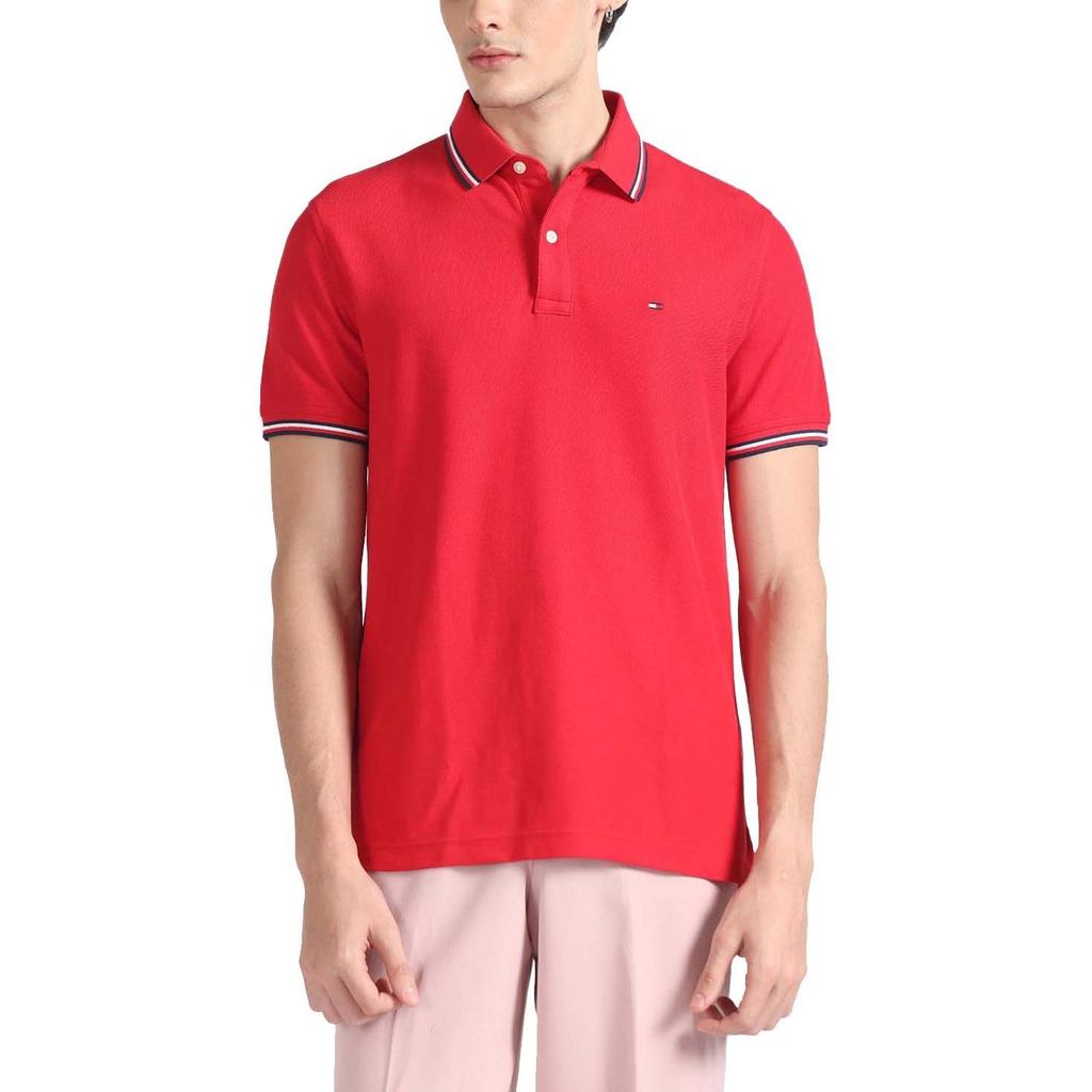 Tommy Hilfiger Versatile Solid Color Polo Shirt Men Tops Red 78E7456-981
