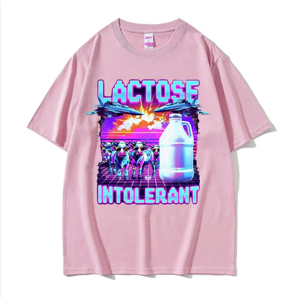 Lactose Intolerant Meme Graphic TShirt Retro Milk 90s Funny Humor T Shirts Unisex Women Casual Cotton Oversized T Shirt Streetwear