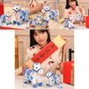 Creative Blue And White Porcelain Pattern Design Small Horse Plush Toy Pendant For Collectors And Gifts