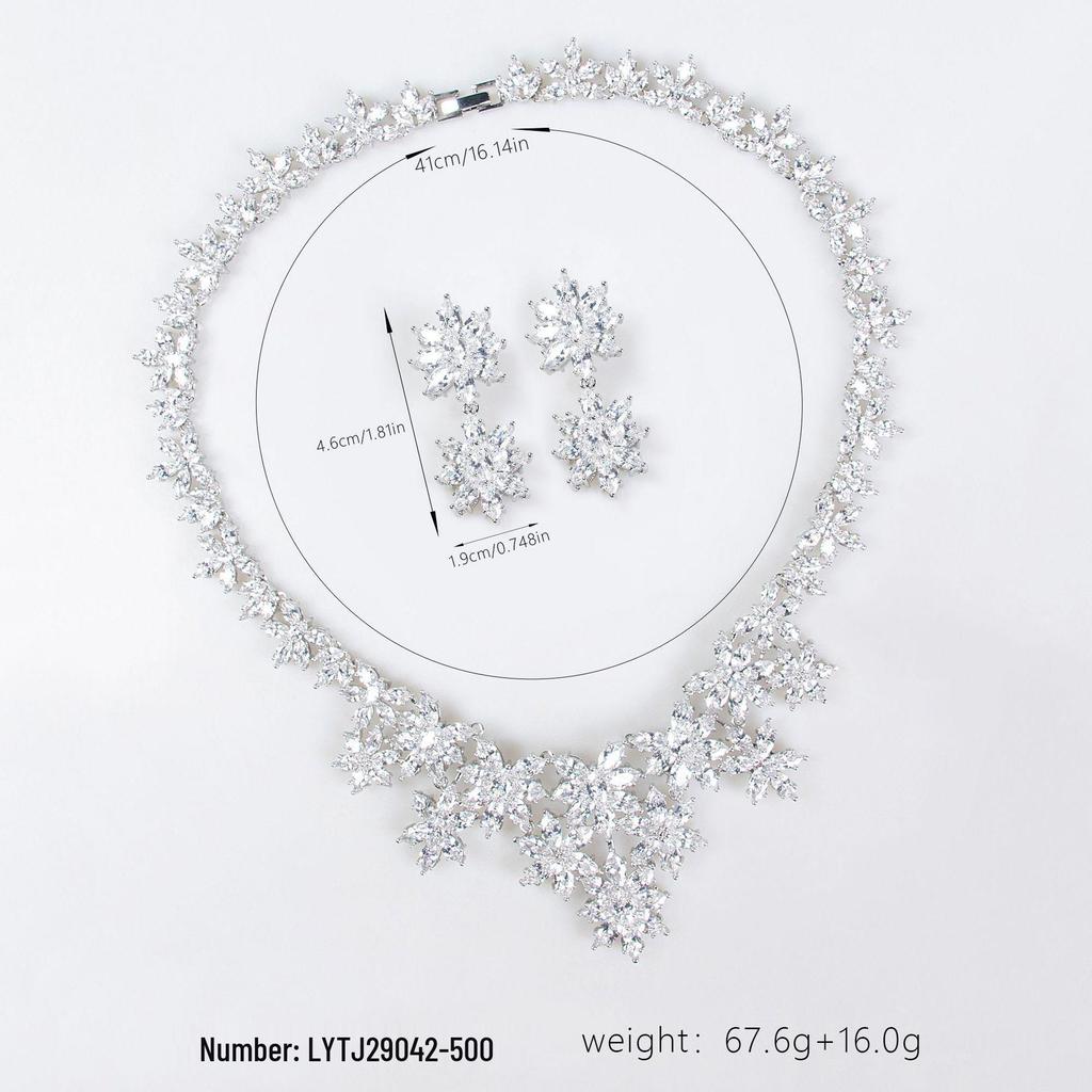 Luxury Christmas Zircon Flower Vine Necklace & Earring Set