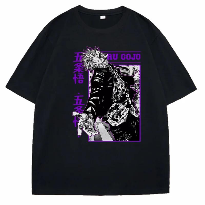 Anime Gojou Satoru Jujutsu Kaisen Print Tops Loose Short Sleeves Harajuku Man Clothes Summer Sport T Shirt Casual Tees