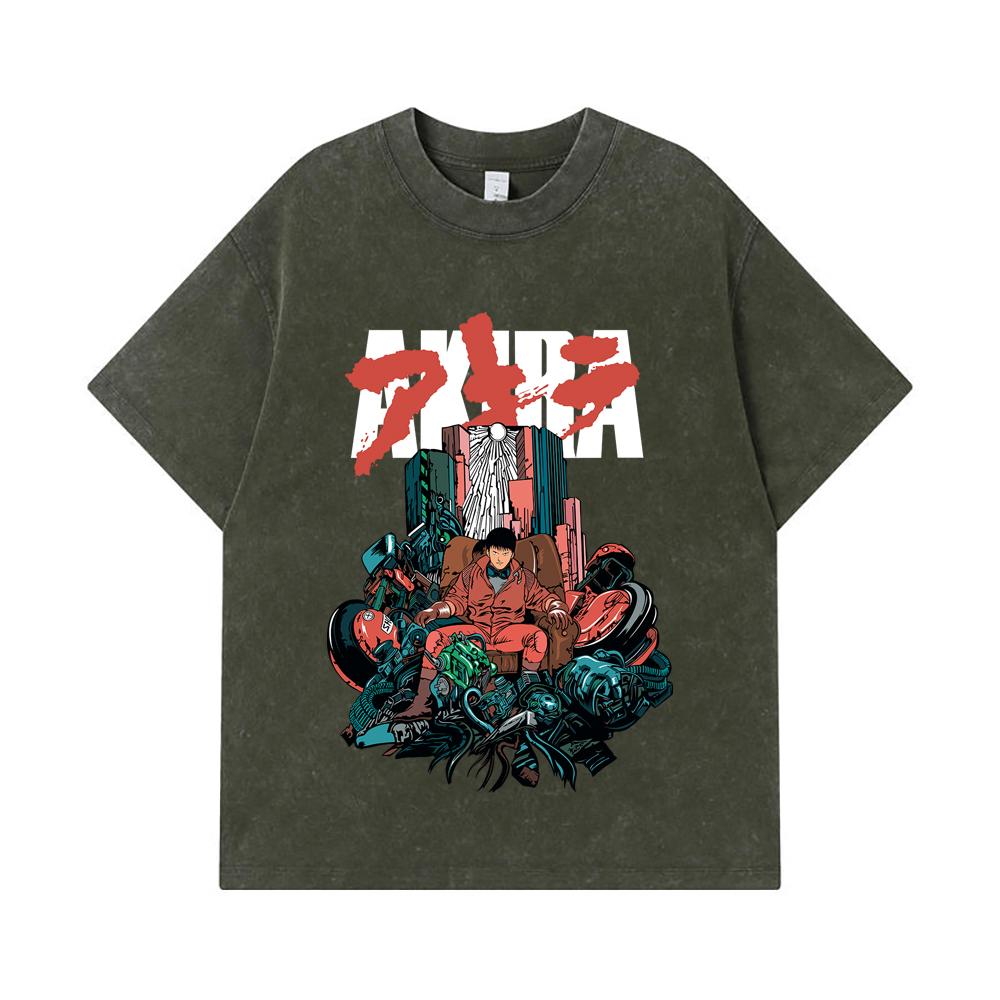275 GSM Washed T-shirts 100% Cotton Akira V1 Print Unisex Heavy Cotton T Shirt S