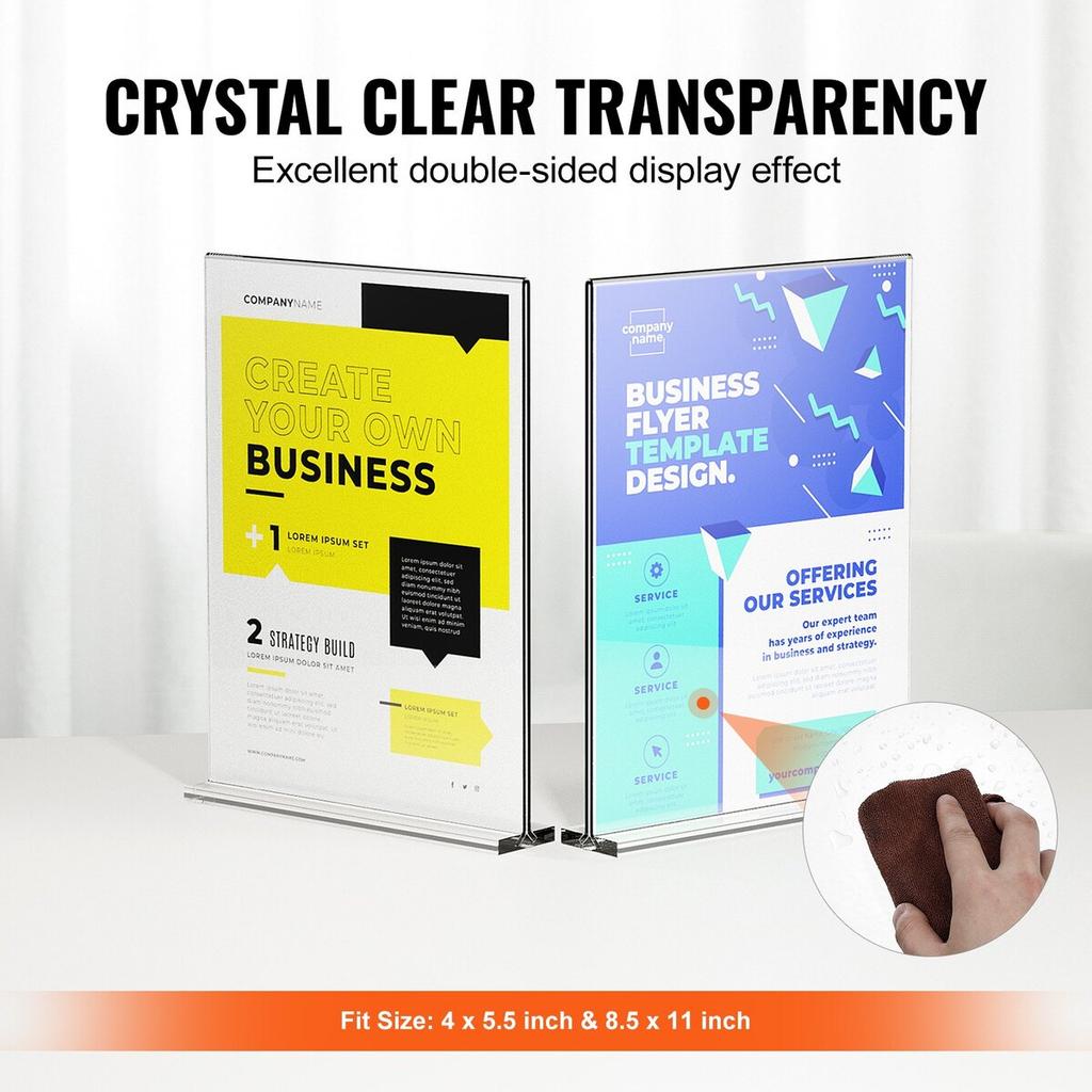 Acrylic Sign Holder 6 Pack 8.5 x 11-inch Double Sided Display Sign Stand