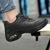 Waterproof Women's Walking Shoes Fashion Air-cushion Casual Sports Shoes Ladies Lace-up PU Leather Platform Shoes
