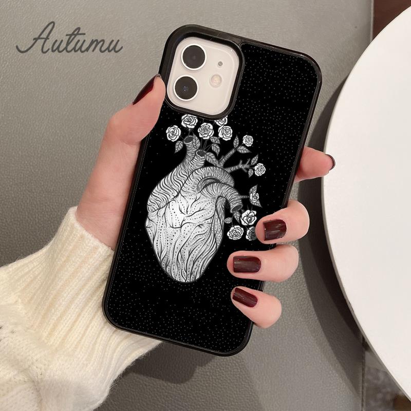 Blumenherz Handyhülle für iPhone 11 12 13 14 Pro Max mini X XR XS SE 2020 5 6S 7 8 Plus Samsung Galaxy S21 S22 Hülle