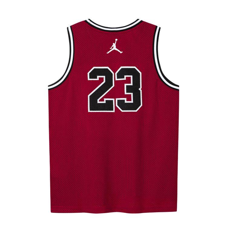 Jordan Camiseta de Baloncesto de Malla Transpirable con Estampado de Letras de la NBA para Niños Camiseta para Niños Roja DO1968-687