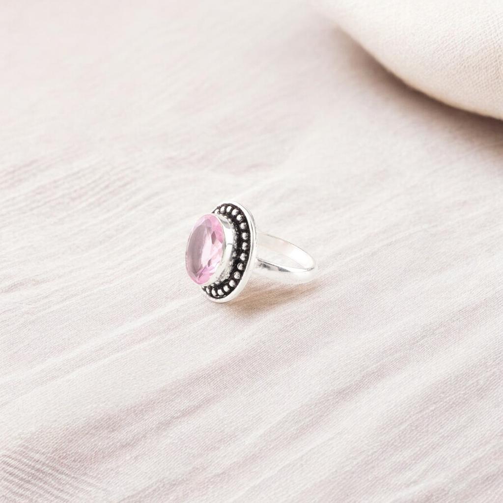 Genuine Morganite Gemstone 925 Sterling Silver Jewelry Handmade Anniversary Ring RR-62-10