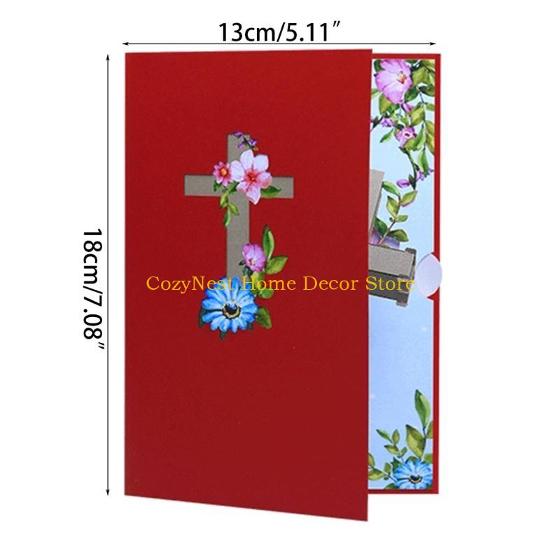 92MF Easters Popup Cards Easters Greeting Card,Religious Crosses Easters Card Gift
