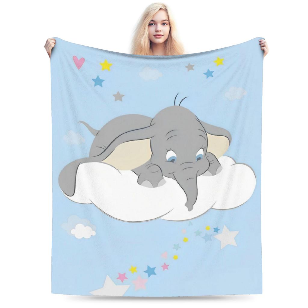 Dumbo Cartoon Blankets Velvet Spring Autumn The Flying Elephant Portable Warm Throw Blanket for Sofa Travel Plush Thin Quilt