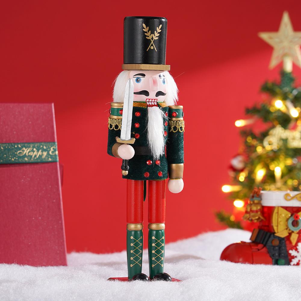 30CM Nutcracker Wooden European Style Cloth Walnut Clips Puppets Home Decor Ornament Christmas Decoration Handicraft Micro model