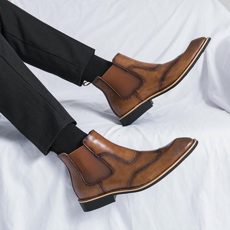 Fashion 38-45 Boots Men PU Splicing Business Office Fashion Brand Chelsea Boots European and American Luxury Social Boots Men Boots