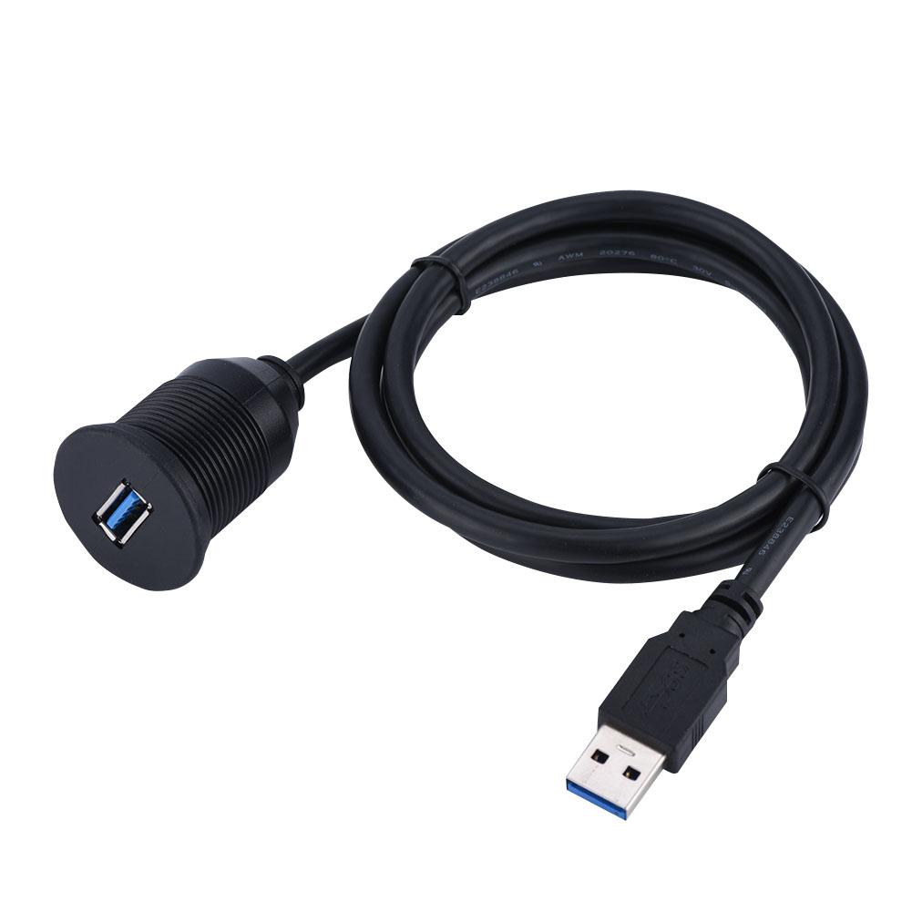 USB 3.0 Mount CableUSB Extension Flush, Dash, Panel Mount Cable, for Car, Boat, Motorcycle (1M)