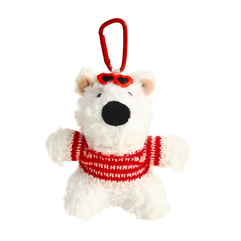 Cartoon West Highland Plush Keychain - Cute Girl Doll Backpack Pendant