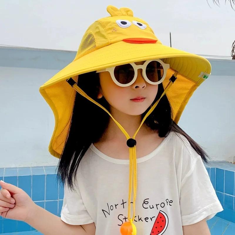 1-10 STuks Zomer Kinderen UV Bescherming Zon Hoed Baby Peuter Bucket Hoed Brede Rand Ademend Buiten Pet voor Jongens Meisjes