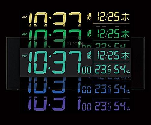 RHYTHM Iroria Alarm Clock, Radio-Controlled, Digital, Gradient LED, 365-Color Display, AC Powered, White, 8RZ173SR03