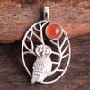 Owl Pendant, Sliver Pendant, 925 Sterling Silver Handmade Jewelry, Gemstone Jewelry, amethyst Labradorite Rose quartz Larimar pendant
