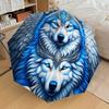 1pc Blue Wolf Fantasy Artwork Umbrella with Plastic Handle,Suitable for All Seasons Home Travel Outdoor UmbrellaDD954