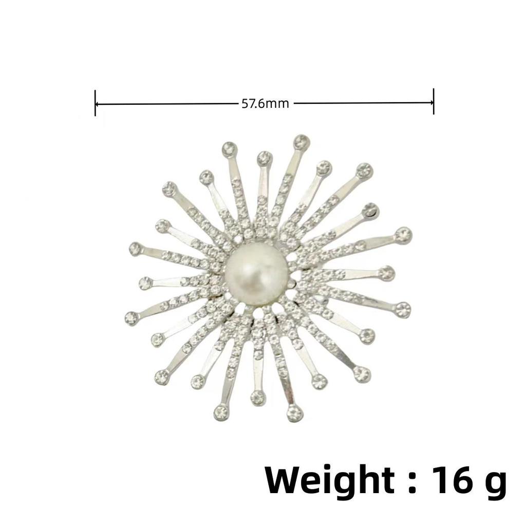 European & American Rhinestone Retro Gypsophila Eight-Pointed Star Brooch for Sweaters & Scarves
