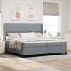Box Spring Bed with Pillows Light Gray 200 x 200 cm Fabric