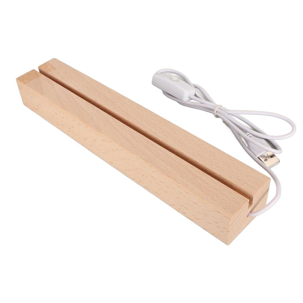 Rechteckige LED-Lichter Display-Basen Warmes Licht USB-Schnittstelle Holz Kunst Lichter Display Sockel für Kristallglas Acryl