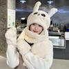 Rabbit ears move hat lady autumn and winter cute thickened warm scarf gloves integrated hooded pullover